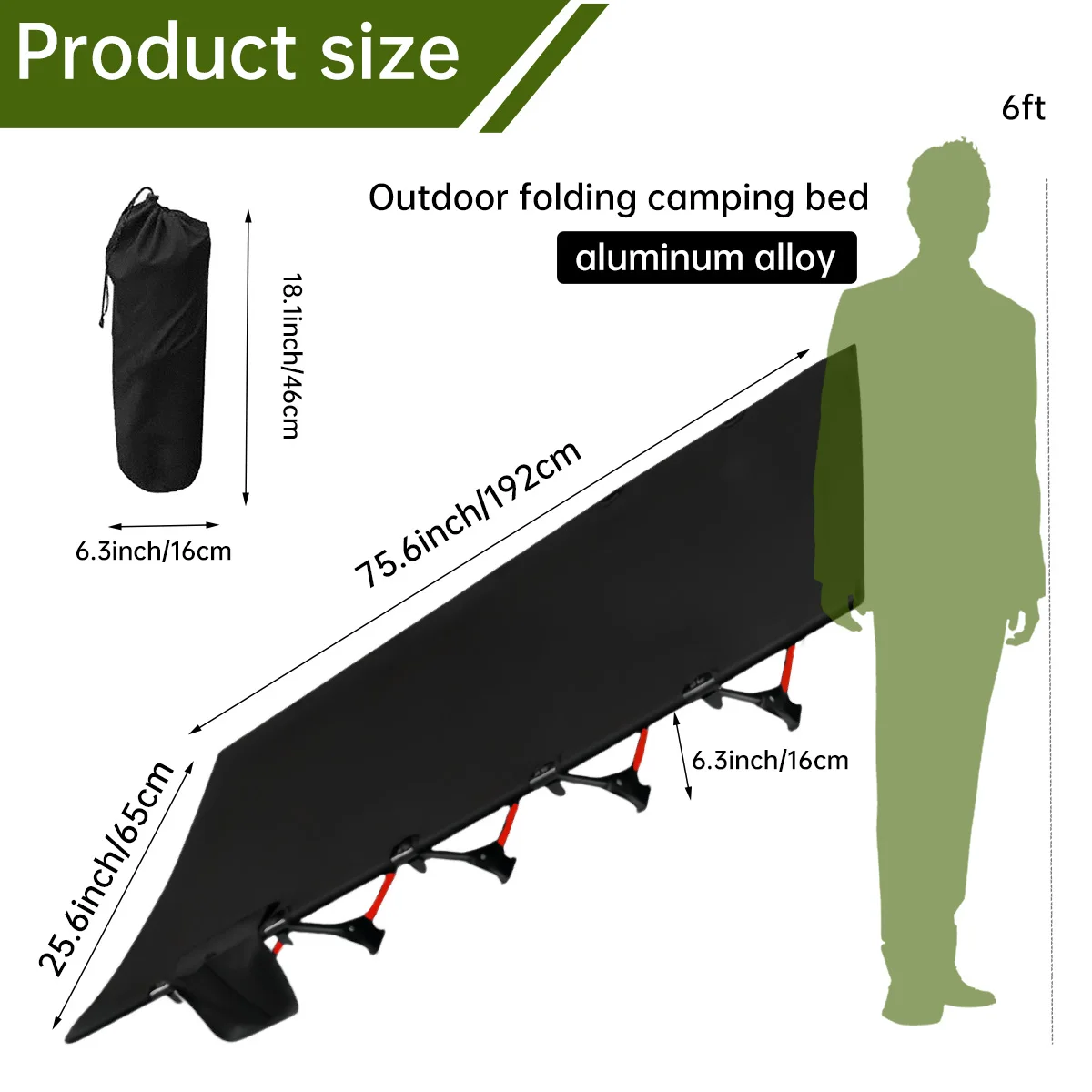 Modern Style Portable Bunk Bed Aluminum Frame Steel Frame with Carry Bag Foldable for Bedroom & Park Use for Camping