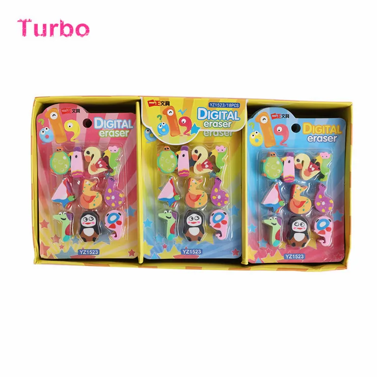Korean Japanese 2022 New creative Gifts stationary set school 3d character shaped rubber erasers stationery for students