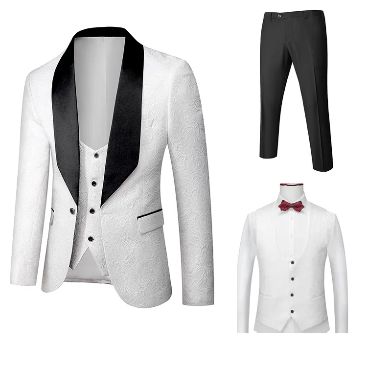 Оптовая продажа, модные мужские костюмы из 3 предметов, деловая повседневная одежда, свадебные платья для жениха, куртка + жилет + брюки, большие размеры