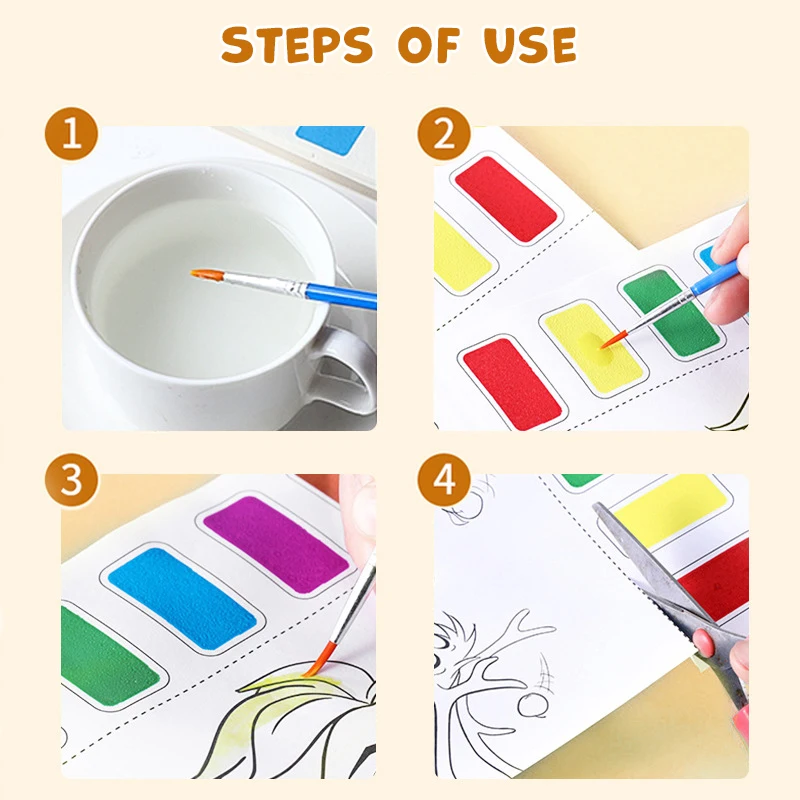 2023 DIY Custom Design 8 Sheet Acrylic Oil Watercolor Painting Coloring Book For Kids