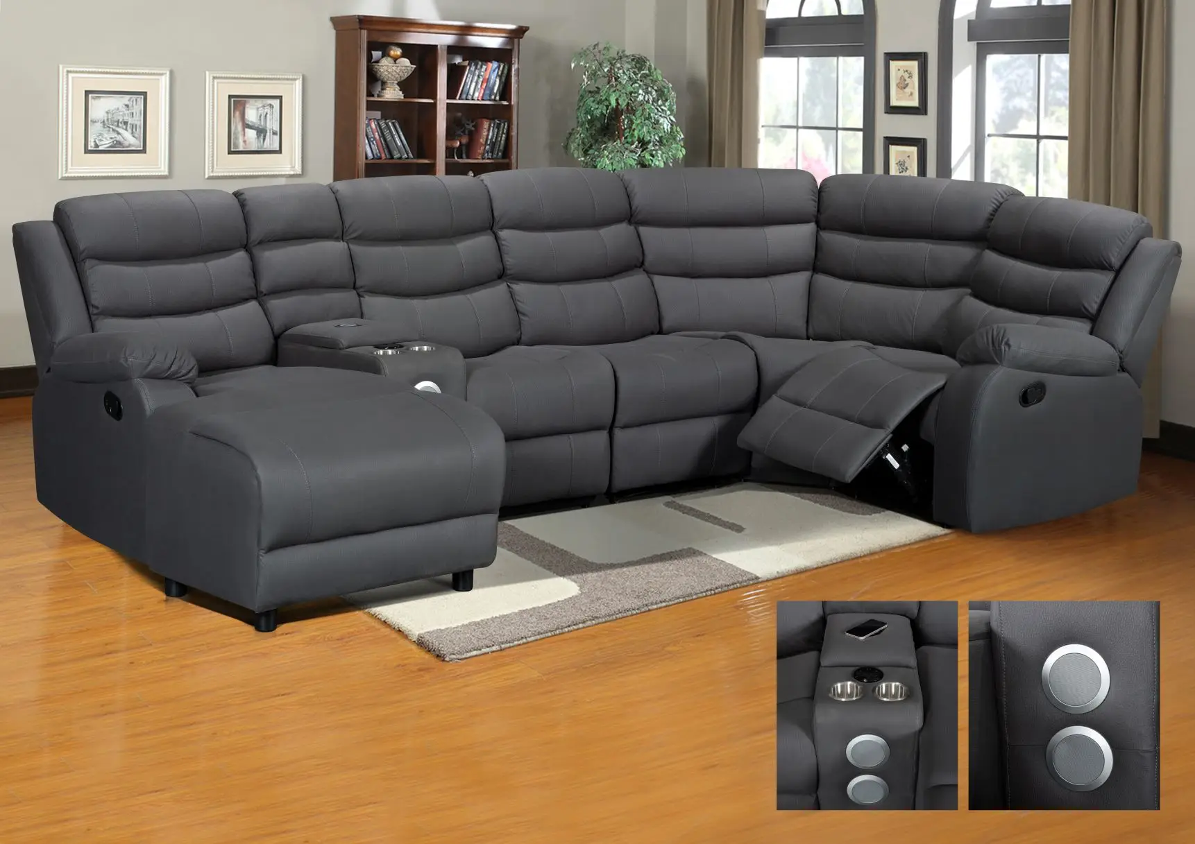 CY Factory Direct Price Air Leather Manual Living Room section Manual Recliner Sofa Set
