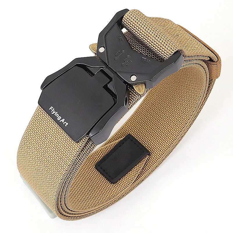 Hot-selling aluminum alloy buckle nylon belt outdoor personality tail elastic double-layer quick release cloth belt