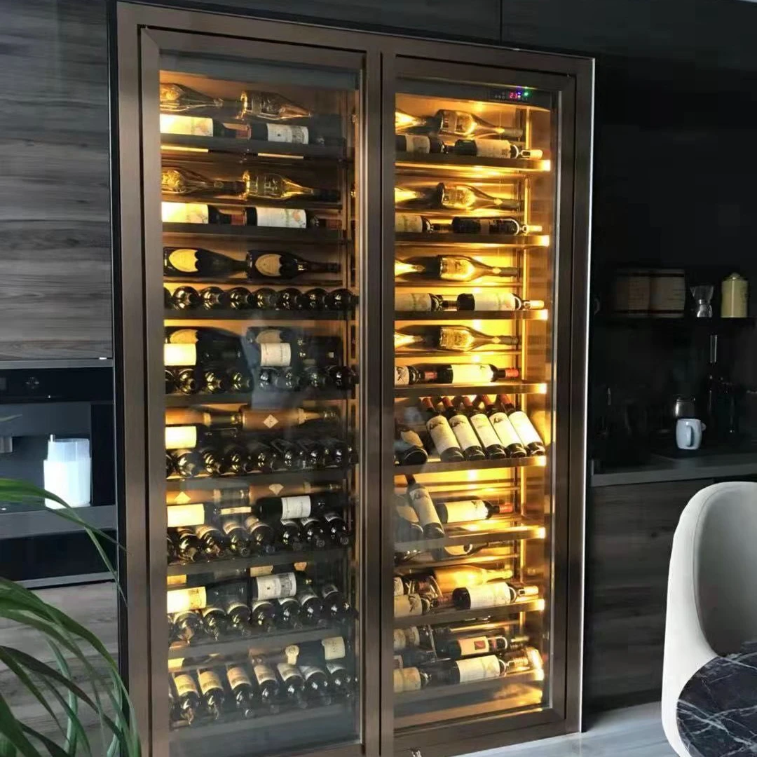 Современный охладитель постоянной температуры винный шкаф из нержавеющей стали погреб демонстрационный