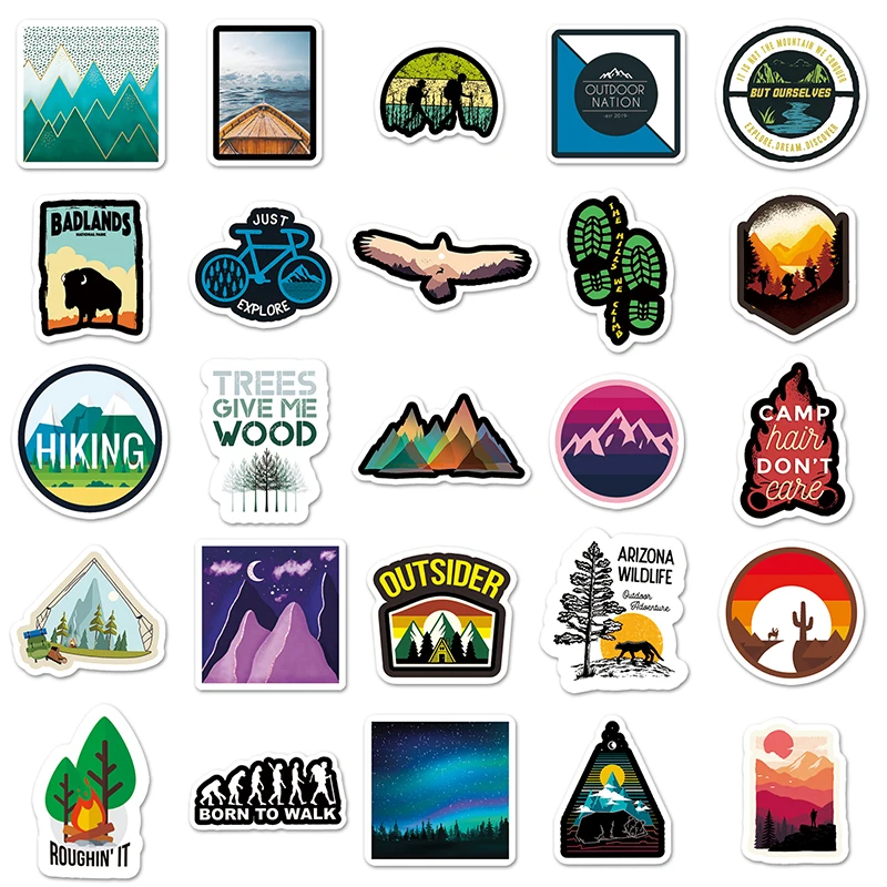 50Pcs Factory Hot Landscape PVC 5-8CM Custom Sticker Leisure Outdoor Cartoon Sticker