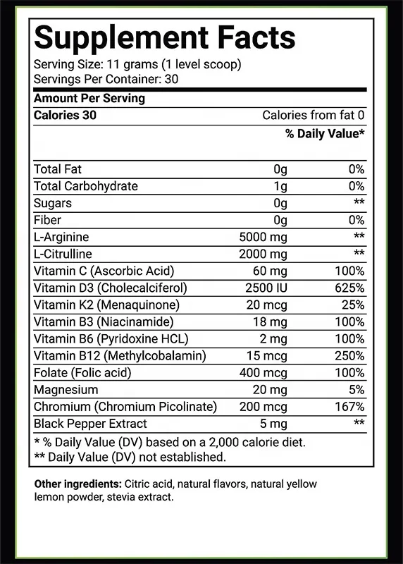 Sports Nutrition L-Arginine L-Citrulline Complex Powder Enhancing Endurance And Performance