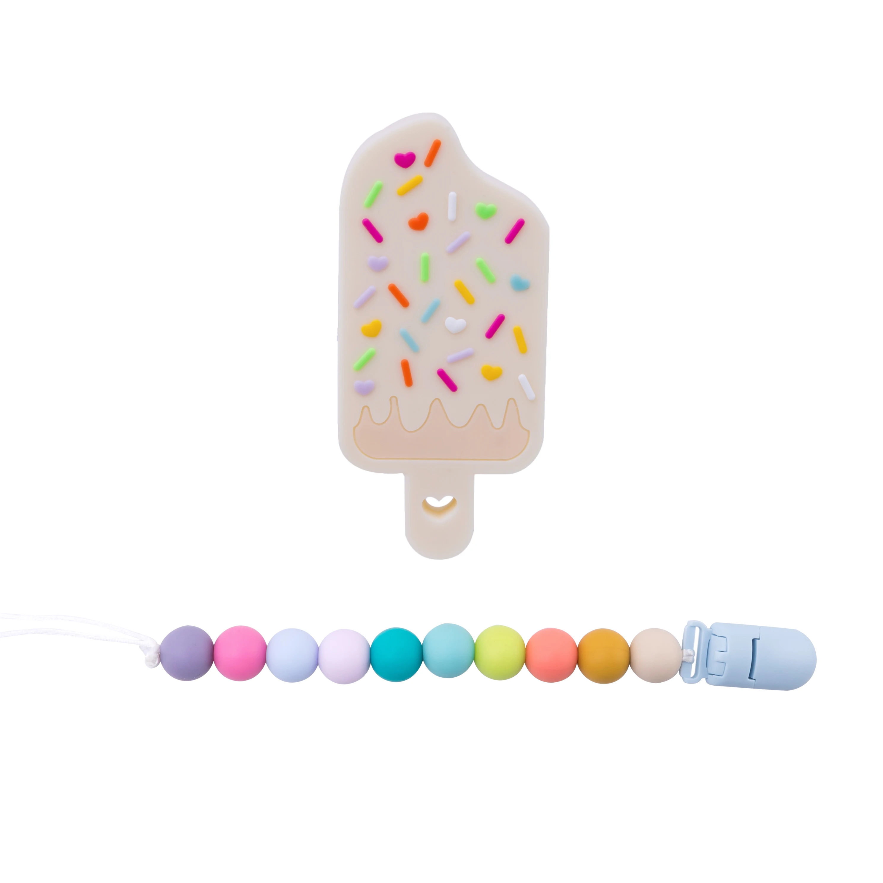 Оптовая продажа Жевательная пищевая подставка деревянная пустышка детская Силиконовая пустышка цепь соска зажим