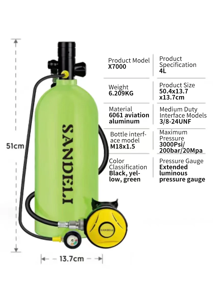 4LBest selling 4L Spare portable Air Oxygen Cylinder Small mini Diving Equipment Breathing Cylinder For diving