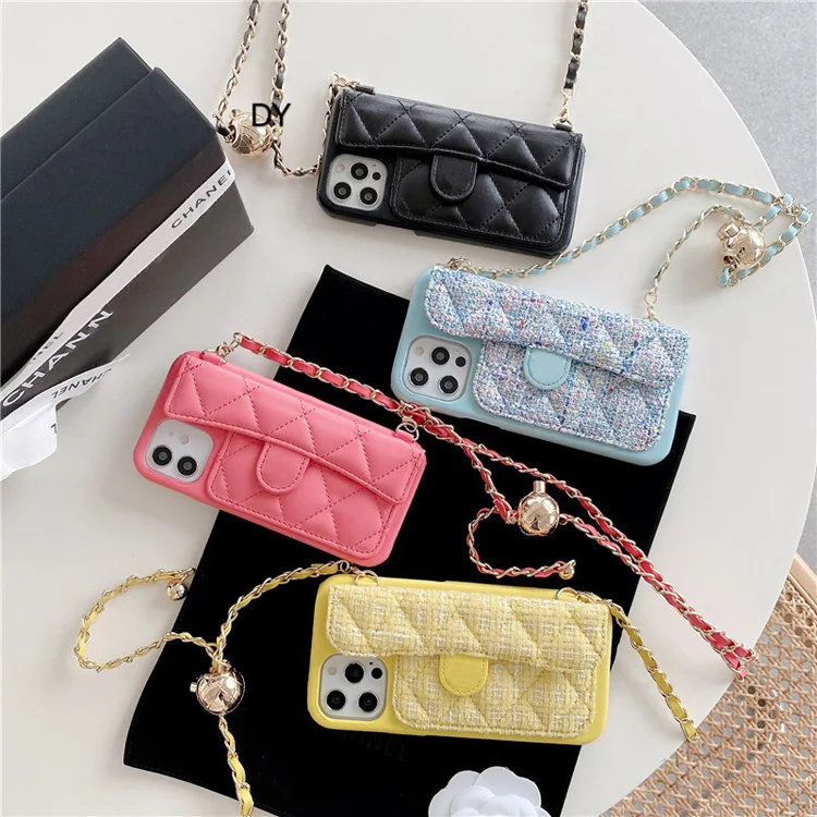 luxury designer pu leather lanyard wallet purse phone case for iphone 11 12 13 pro max x xr xs max 6 7 8 plus