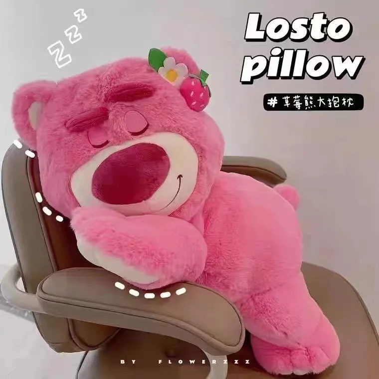 Soft Strawberry Bear Pillow Plush Toy Stuffed Doll with Fun Features for Girls Birthday Gifts Sleepy Bear with Soft Skin