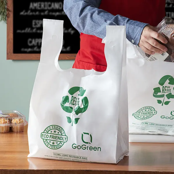 YC Compostable Cornstarch PLA PBAT Biodegradable T Shirt Plastic Bag Carry Hdpe/Ldpe Custom ECO Friendly Shopping Plastic Bags