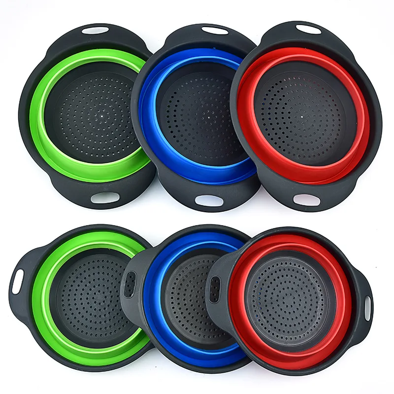 Foldable Silicone Colander Multiple Color Kitchen Fruit Vegetables Washing Basket Collapsible Basket Strainer