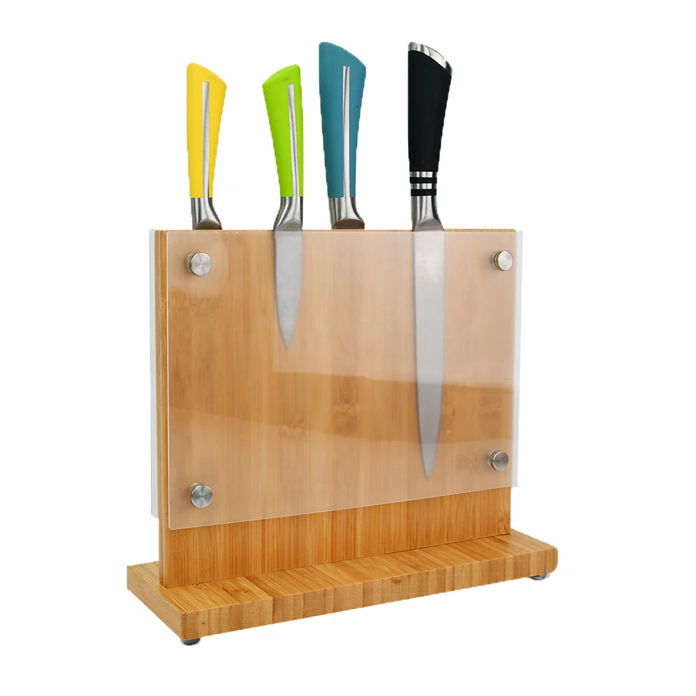 Роскошный экологически чистый Магнитный деревянный держатель Youlike для ножей, акриловый бамбуковый держатель для ножей, стойка для кухонного стола