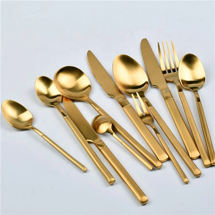 wholesale stainless steel wedding gold cutlery spoon and fork knife golden flatware sets wedding cutlery (60726506303)