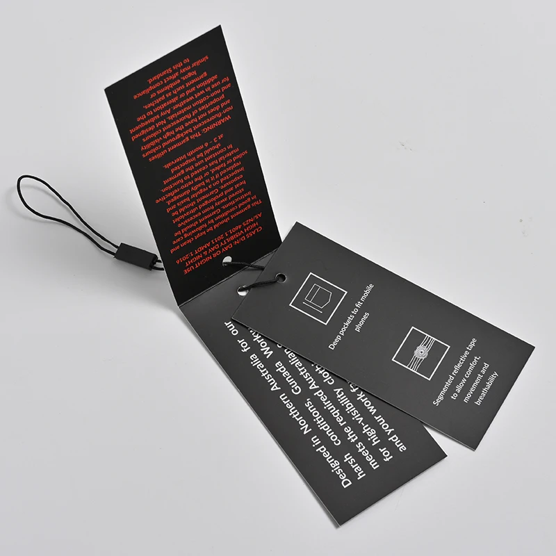 Custom Paper Folded HangTag High Quality folded hangtags set Center Fold Recycled Hang Tags Clothing folding swing tags