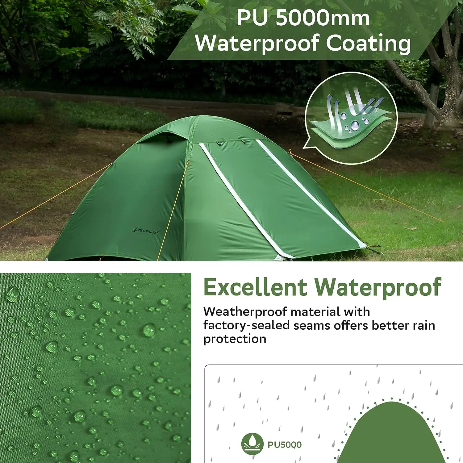 NPOT Ultralight Backpacking Tent Lightweight Waterproof Tents Easy Setup Portable Camping Tent