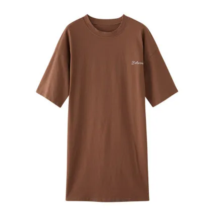 Factory Customize Print Dress Casual Home Wear Lady Nighty Summer Pajamas Patterns Nightgown Combed Cotton Loungewear Sleep Gown