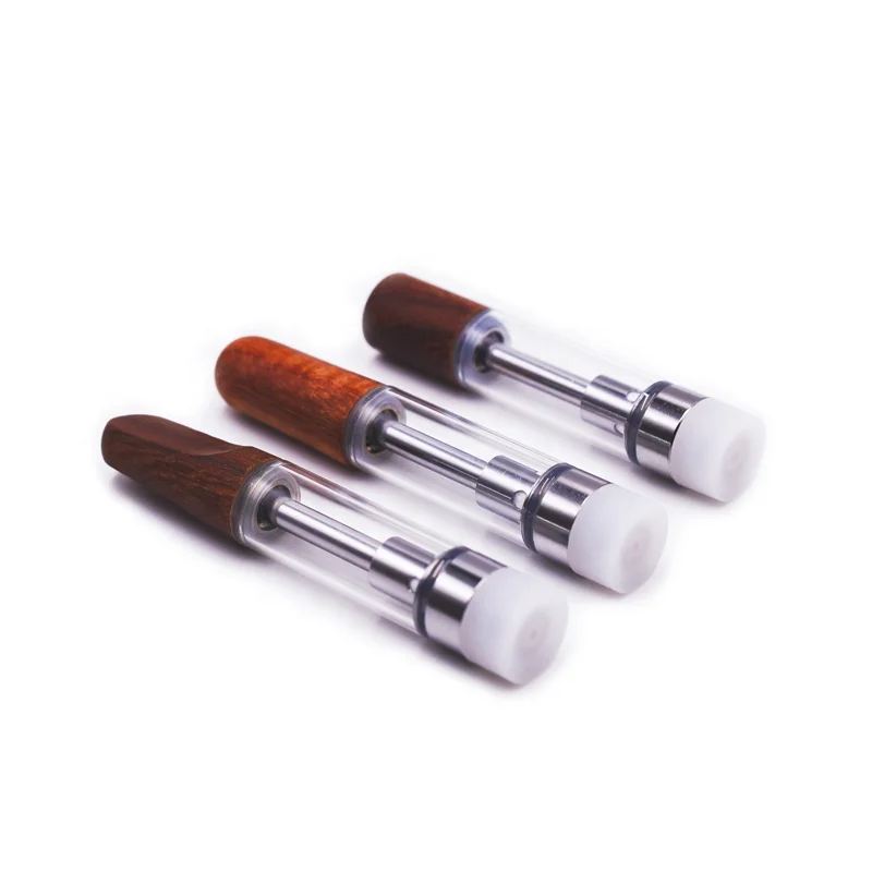 Empty wholesale 510 thread wood tip 0.5ml 1ml glass tank ceramic coil lead free cbd oil cartridge