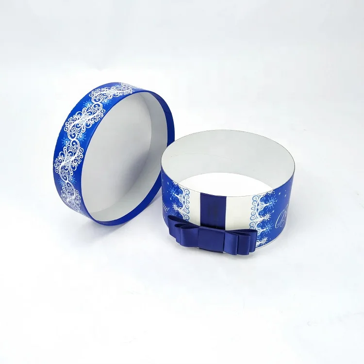 Custom Logo Xmas Paper Cardboard Gift Box Round