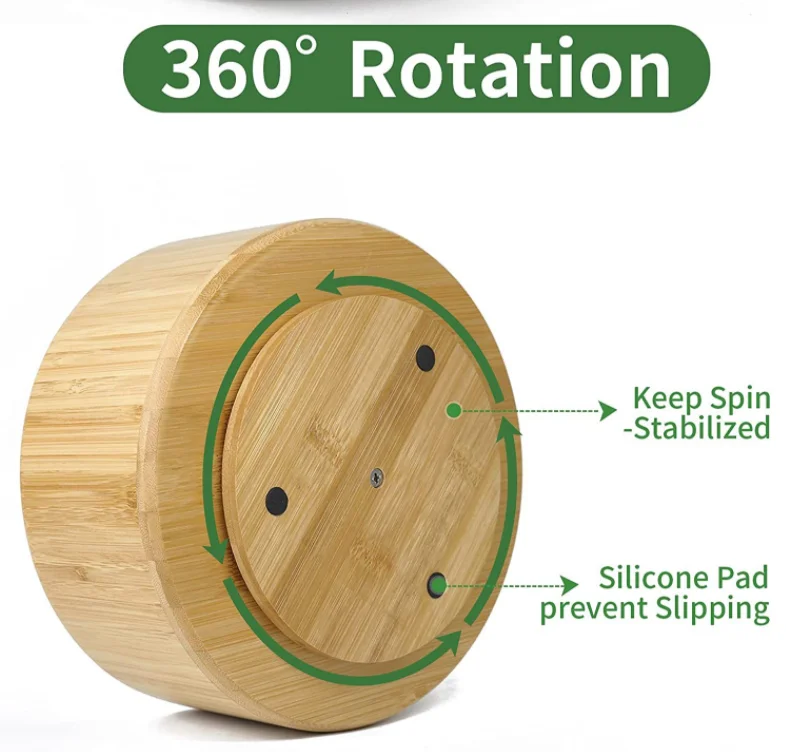 Rotation Desktop Pencil Holder Storage  Bamboo Rotating Organizer