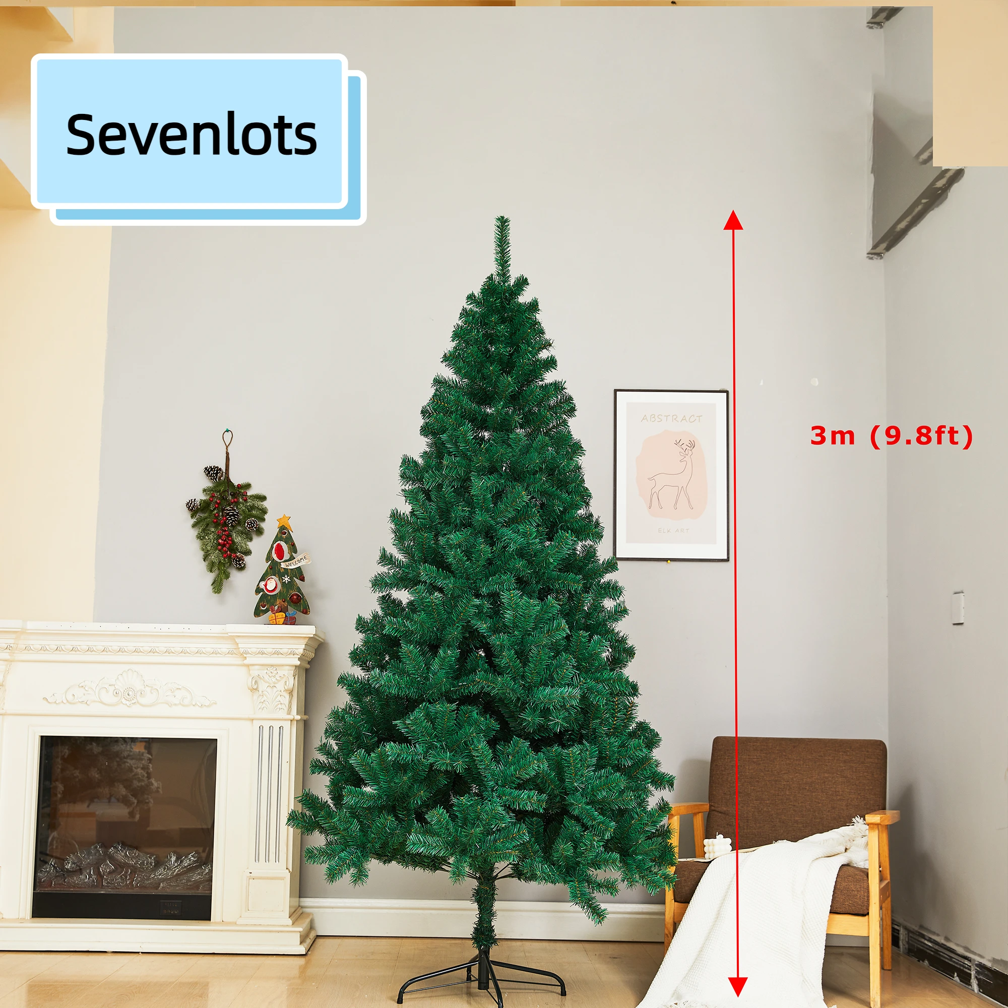 Green Christmas Tree 1.5ft 2ft 3ft 4ft 5ft 6ft 7ft 8ft 9.8ft Home Decorative Bare Tree Simulation Christmas Decoration_14