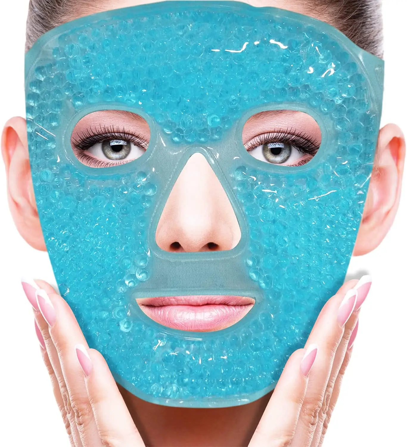 Wholesale Private label Hot Cold Spa Soft Plush Backing Gel Beads Relaxing Reduce Freezer Portable gel mask face