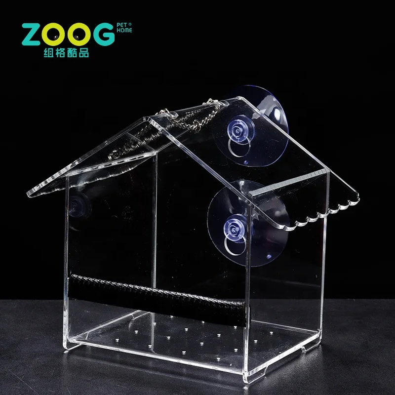 Wholesale large Clear Window Wild Bird Feeder From Tranquil Outdoors Strong Suction cups to mount Acrylic window bird feeder