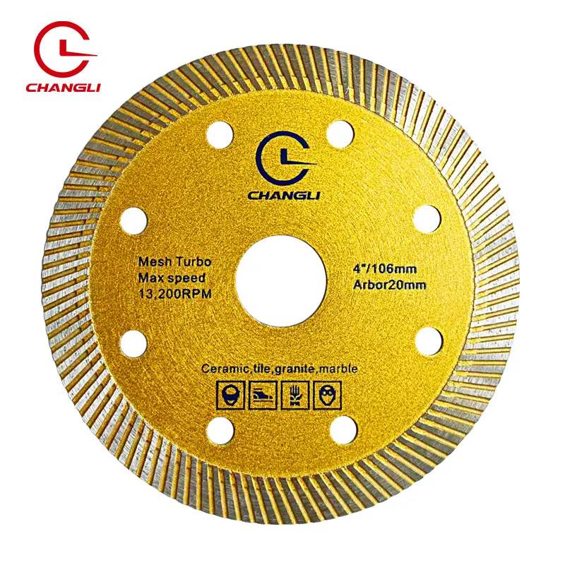 Strength 105 106 110 mm Circular mesh diamond disks cutting saw blade For Porcelain Tile