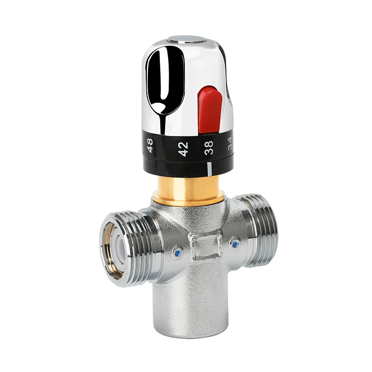 SANIPRO Thermostatic Valve G1 Electroplated Copper Mixing Control Valves for Solar Heating System Water Pipe Bathroom Kitchen