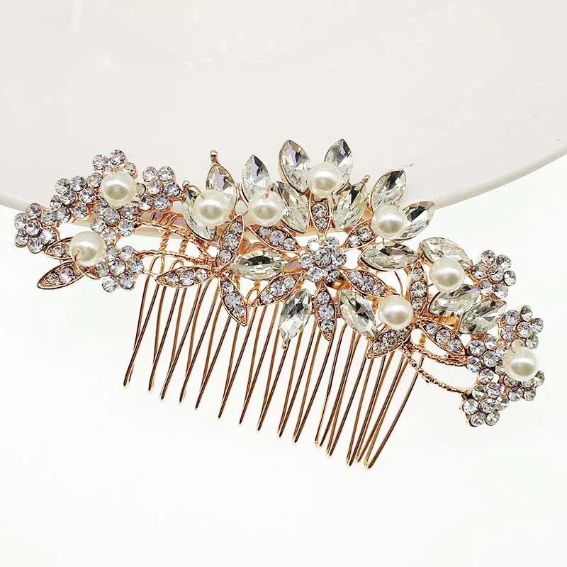 Hot wedding bridal hair accessories  Gold color and Rose Gold color Zinc alloy hair  comb
