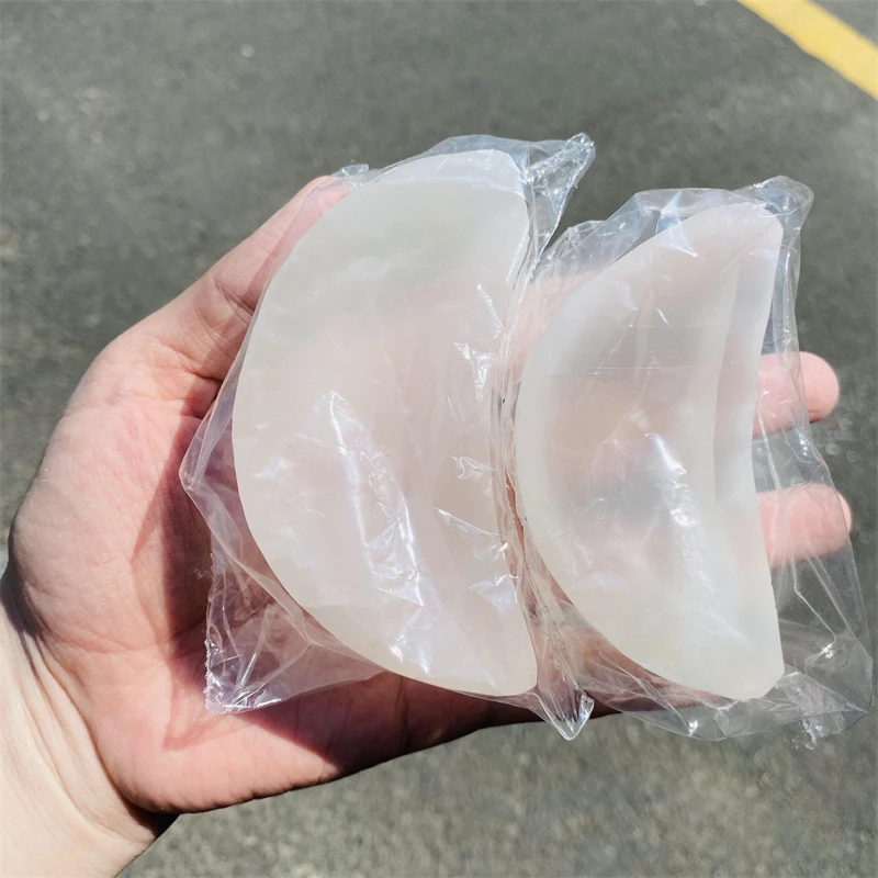 Wholesale in bulk High Quality Natural gemstone Crystal bowls that Polished selenite moon-shaped bowl for Ready to Ship on sale