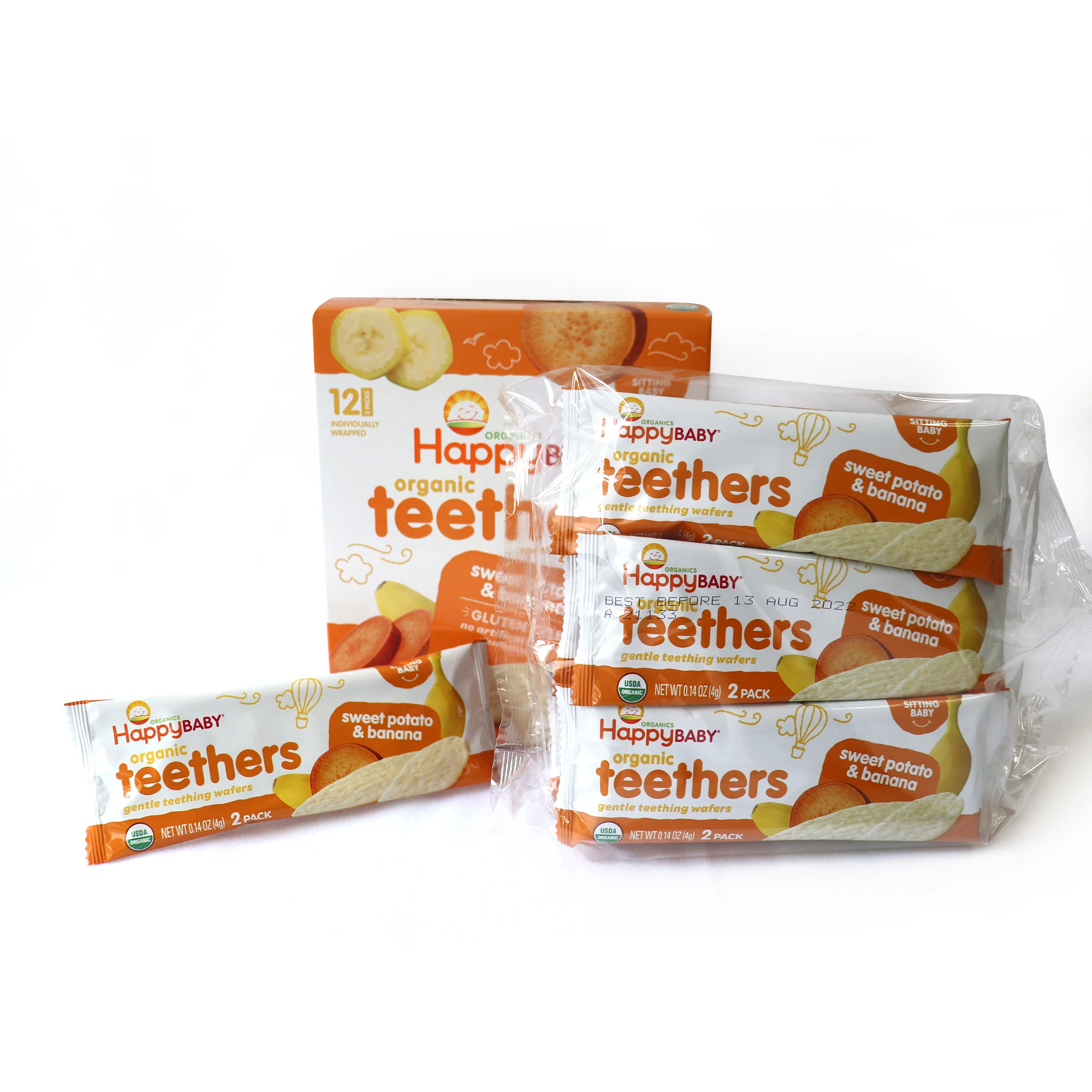 Malaysia Wholesales Supplier Organic Natural Sweetness Organic Sweet Potato & Banana Teethers Baby Snacks