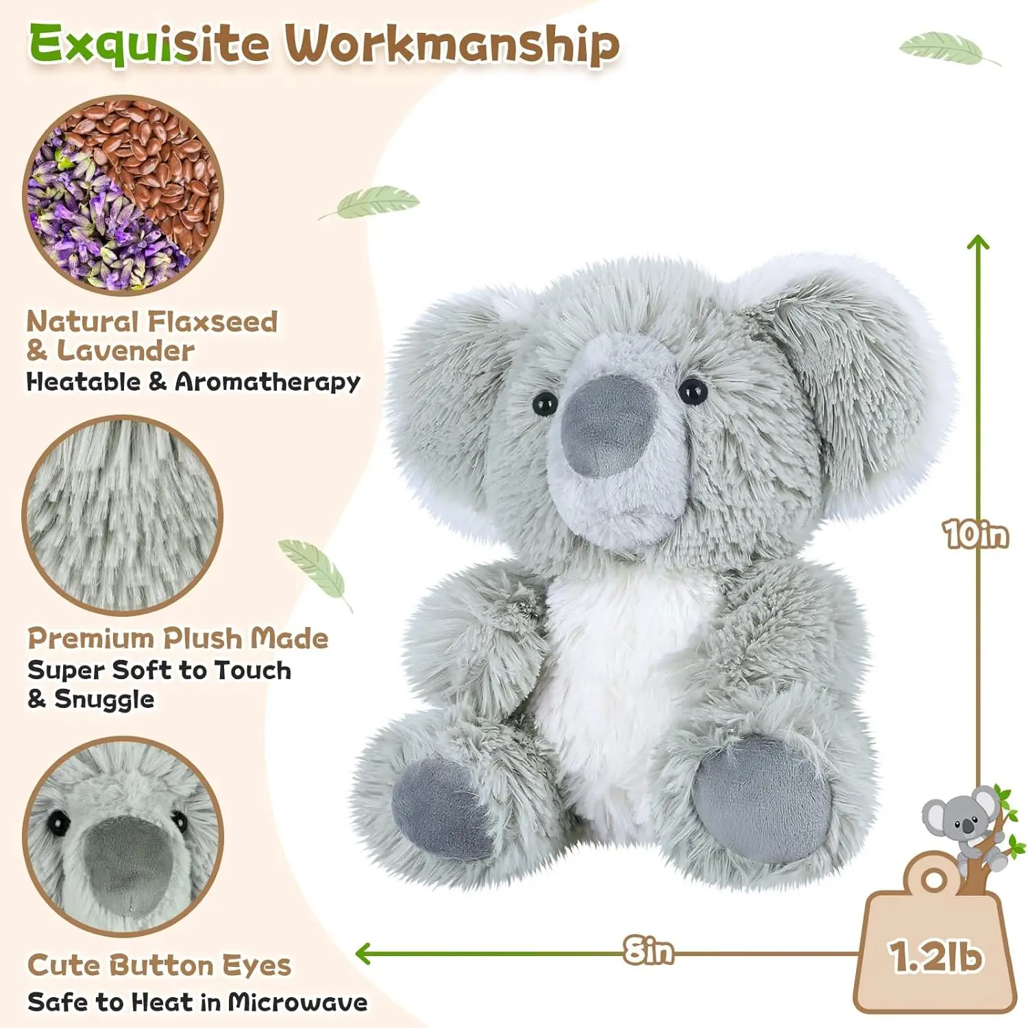 Microwavable Weighted Warm Pal Koala Stuffed Animal Hot and Cold Pain Relief Warming Soothing Plush Cozy Koala Gifts for Kids