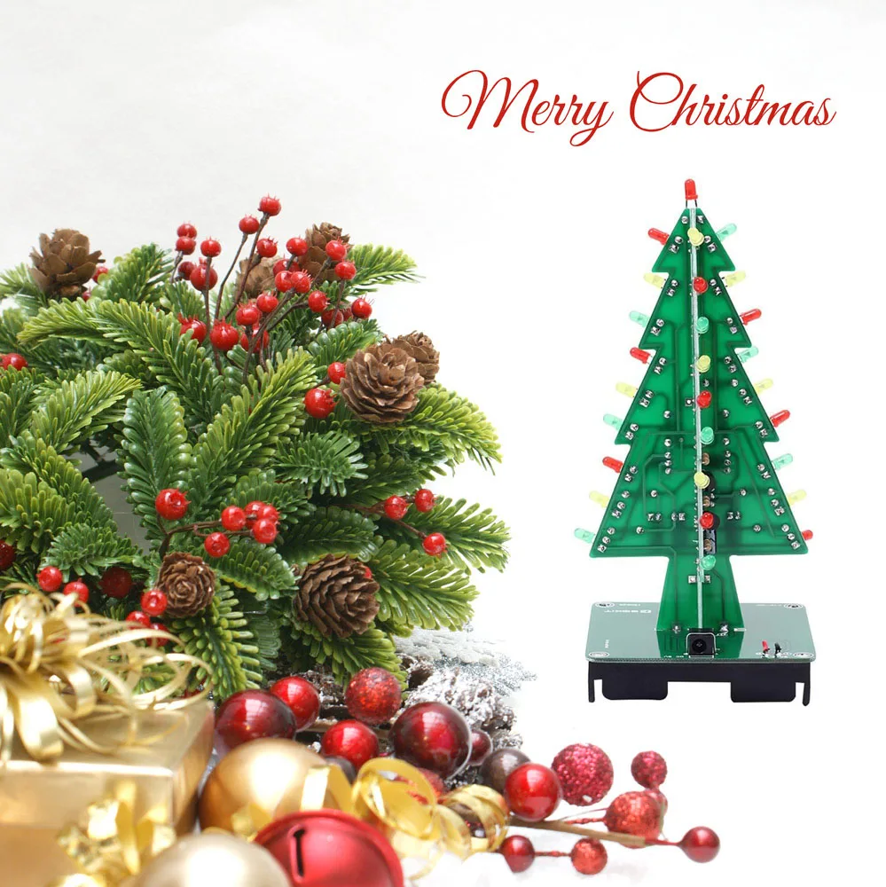 Светодиодная вспышка, модуль дерева, цветные ходовые огни, мигающий набор деталей для рождественской елки, электронный набор «сделай сам», печатная плата оптом