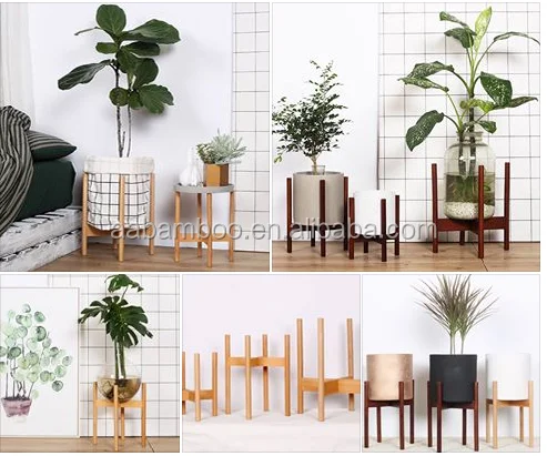 Custom wooden bamboo pot stand flower pot holder rack