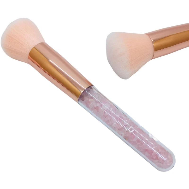 Natural Healing Energy Rose Quartz Crystal Gemstone Custom Luxury Makeup Brushes Set