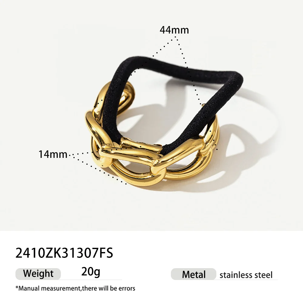 18K Stainless Steel Hair Ties Spiral Dome Waterproof Rectangle Square Framed Together Arch Hair Accessories Pony Cuff For Women