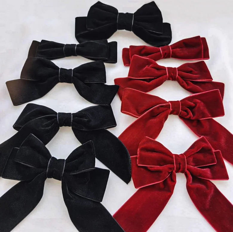 
2020 Fashion Hair Clip Headdress Bow Tie Duckbill Clip Black Velvet Hair Accessories For Girls 