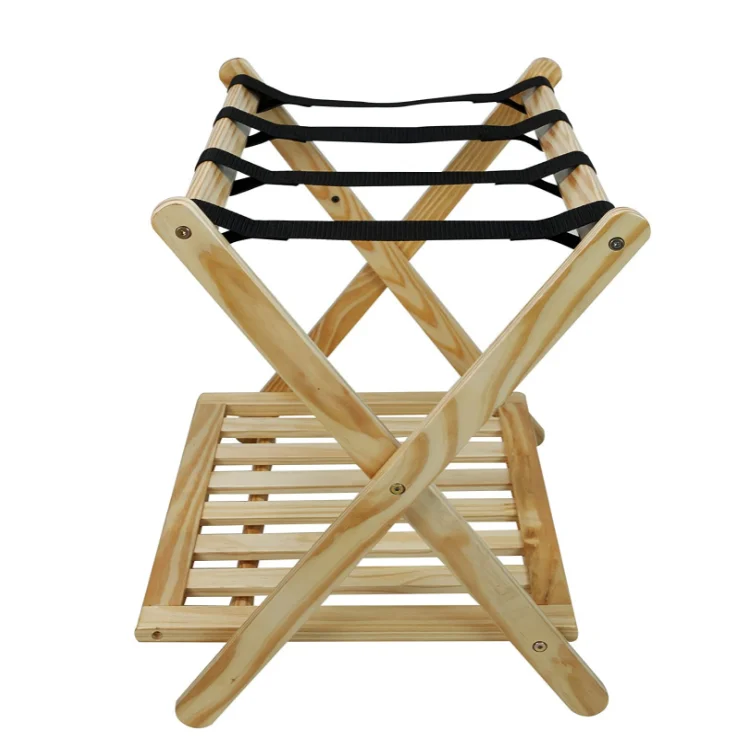 QUAWE Wholesale Custom Practical Eco-Friendly Folding Function Bamboo Luggage Stand With Shoe Rack