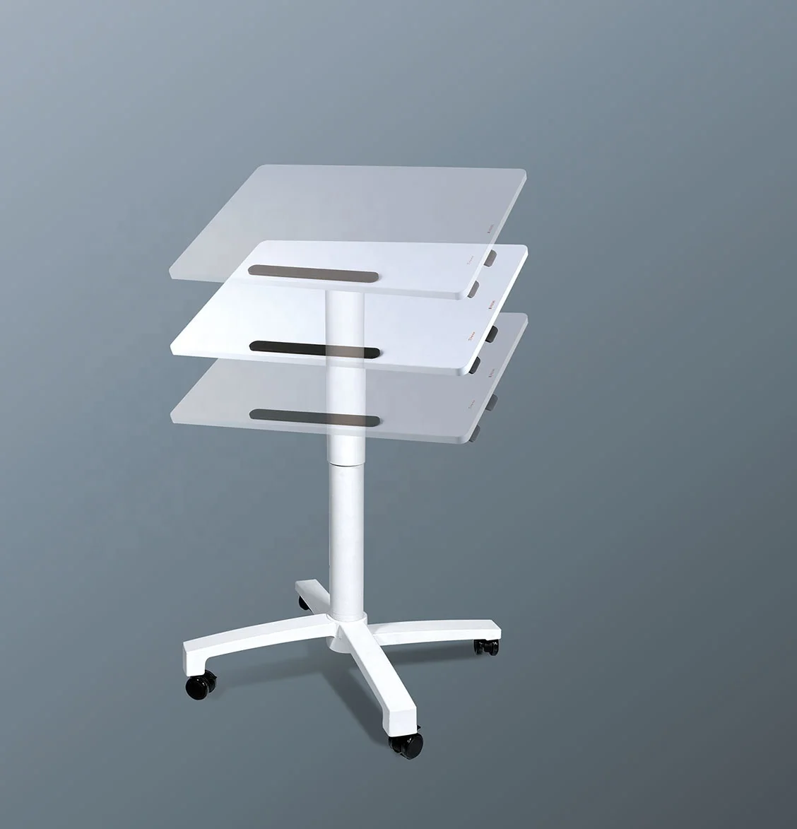 Easy Assemble Single leg pneumatic lifting system  Pneumatic Height Adjustable Sit to Stand Computer Office Desk Adjustable