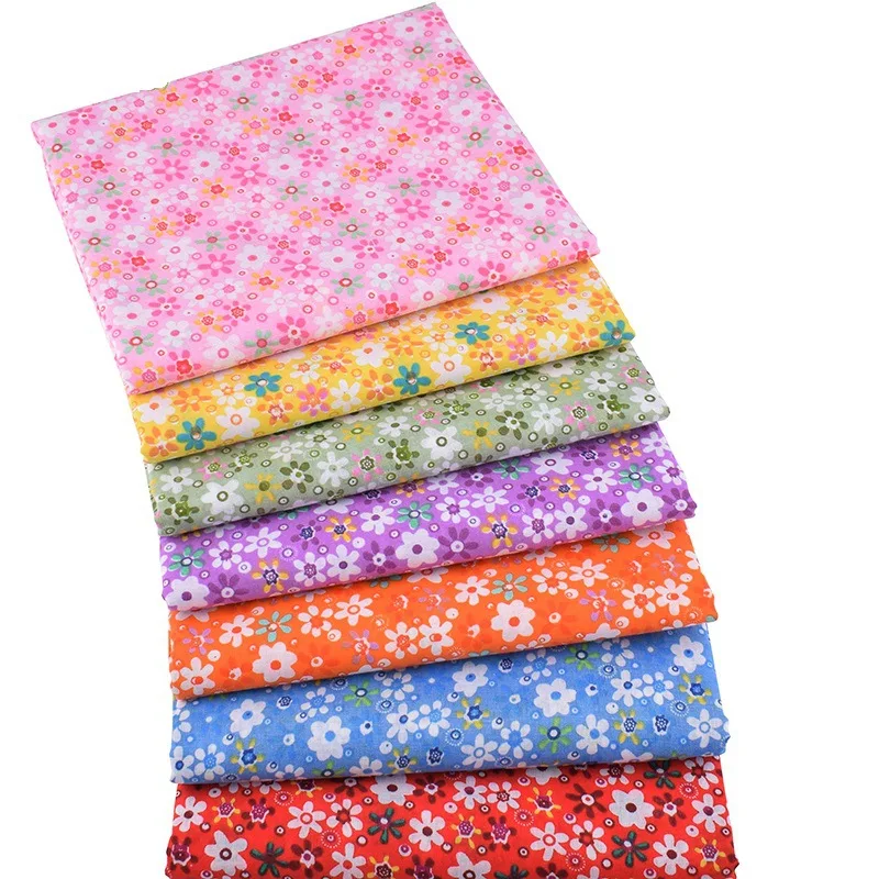 Wholesale 7pcs Quilting Fabric Fat Quarter Bundle Sunflower Printing 100% Cotton Floral Fabric Squares Patchwork  DIY
