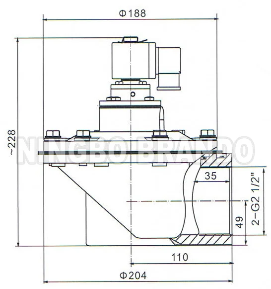 BFEC 2.5' DMF-Z-62S Right Angle Solenoid Pulse Jet Valve For Dust Collector Bag Filter 24VDC 24VAC 110VAC 220VAC