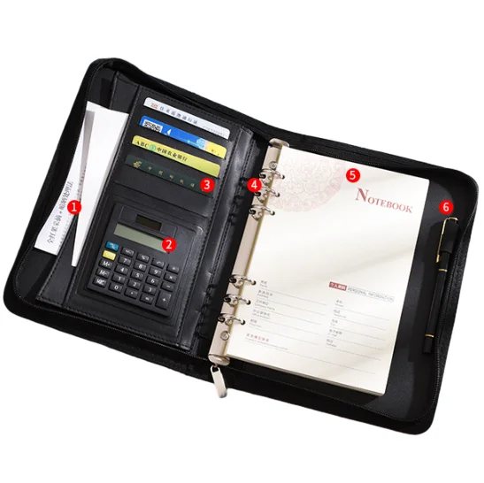 Hot selling Custom Colour Red PU Leather Professional Portfolio With Embossed Logo Zippered Padfolio Organizer