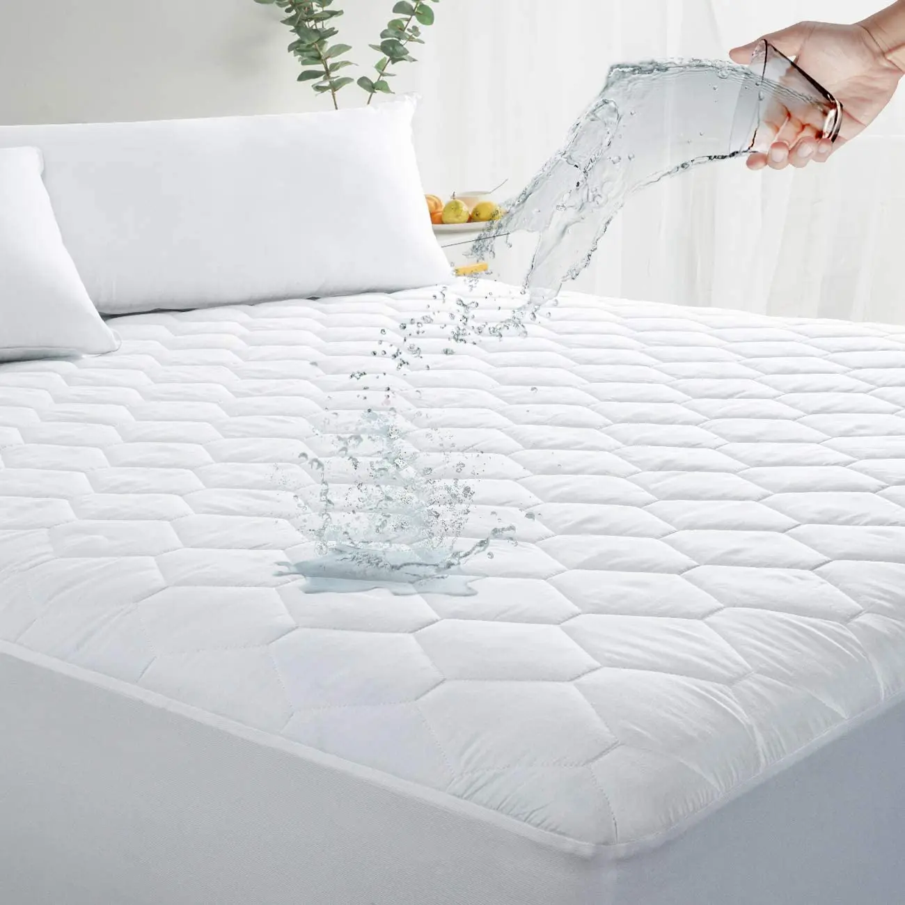 Cooling 3D Air Fabric Ultra Soft Queen size Fitted Quilted waterproof Mattress Pad cover