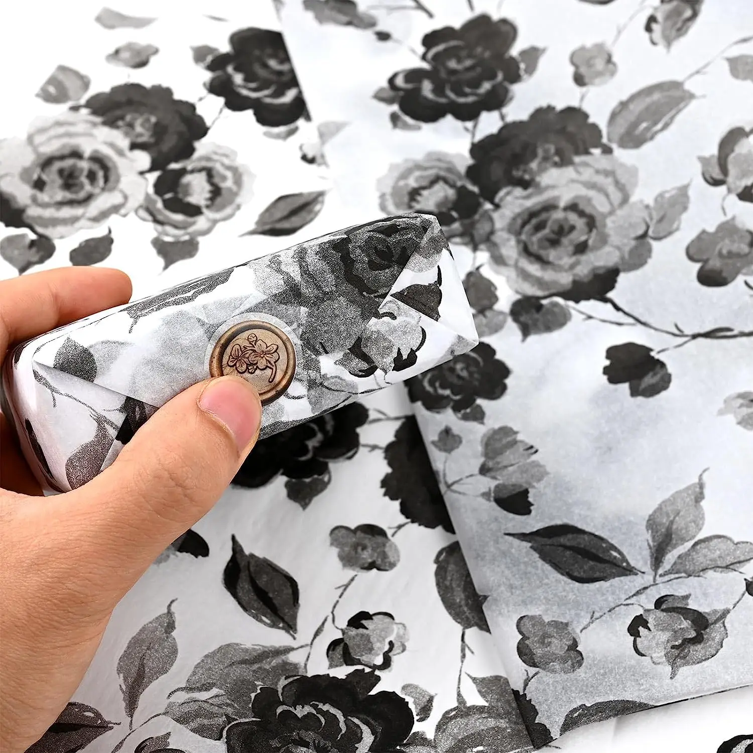 CUSTOM WRAPPING PAPER FOR PACKAGING TISSUE PAPER BLACK AND WHITE COLOR WITH YOUR LOGO