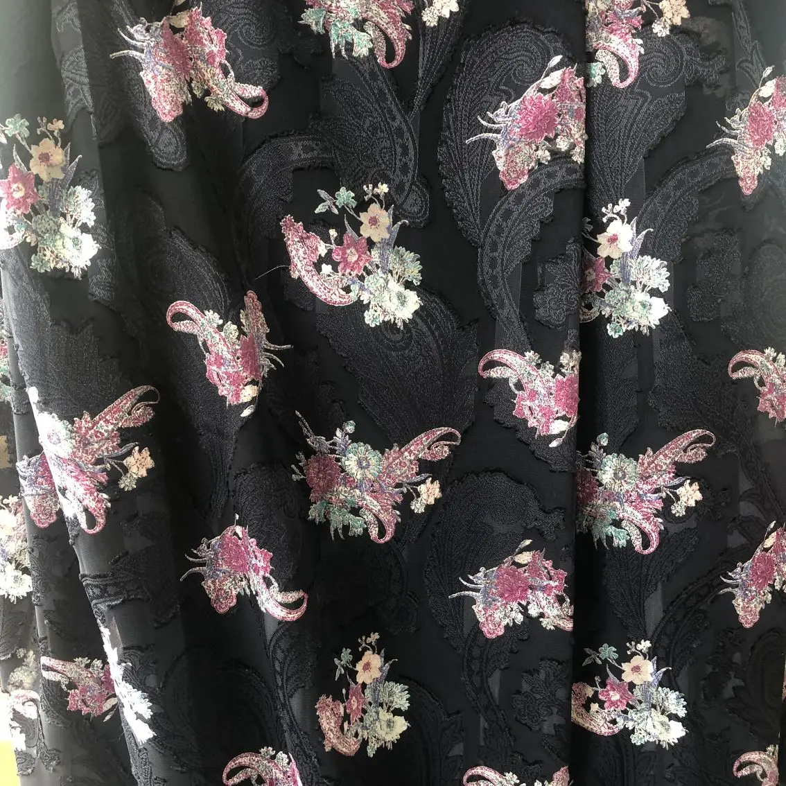 100% Jacquard Polyester Digital Printed Chiffon Shirt Dress Clothing Fabric Brocade Jacquard Woven EN Rohs Printed Saree 100GSM