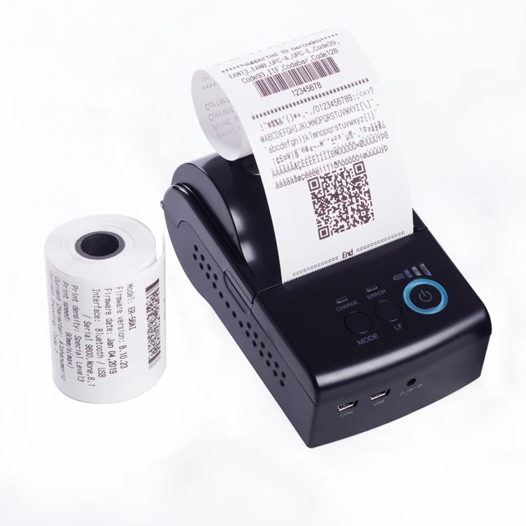  57*50mm large paper roll portable printer 58mm wireless mini with dual charging