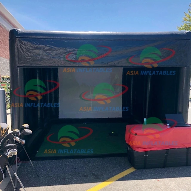Factory price inflatable golf simulator tent with movie screen , inflatable Golf Simulator Driving Range Tent