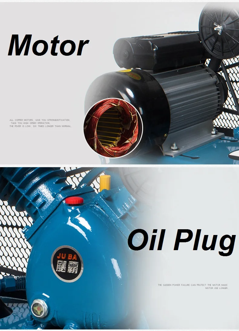 AC power portable electric belt driven air compressor 200l high pressure piston mobile price