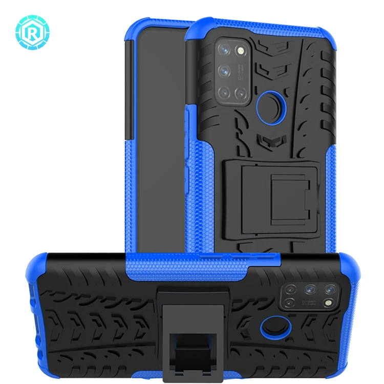 Top hybrid PC TPU Гибридный противоударный чехол с подставкой для телефона Oppo Realme 7i C17 задняя