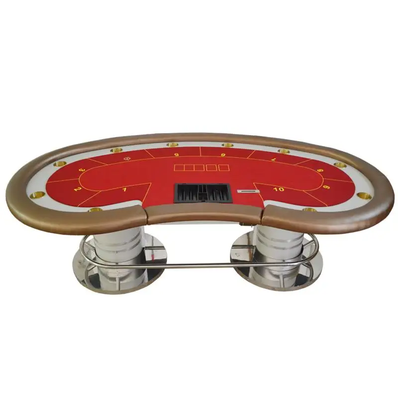 Professional Casino Gambling Texas Poker Table 9 Person With LED Light Gambling Custom Blackjack Baccarat Poker Table